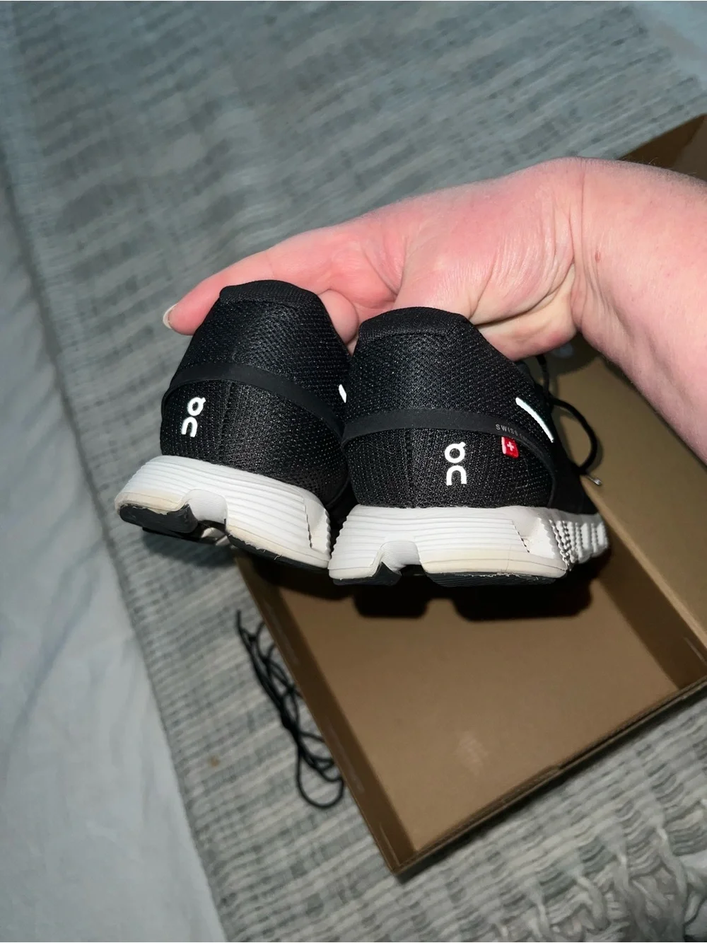 On Cloud Womens Black and White Cloud Sneakers